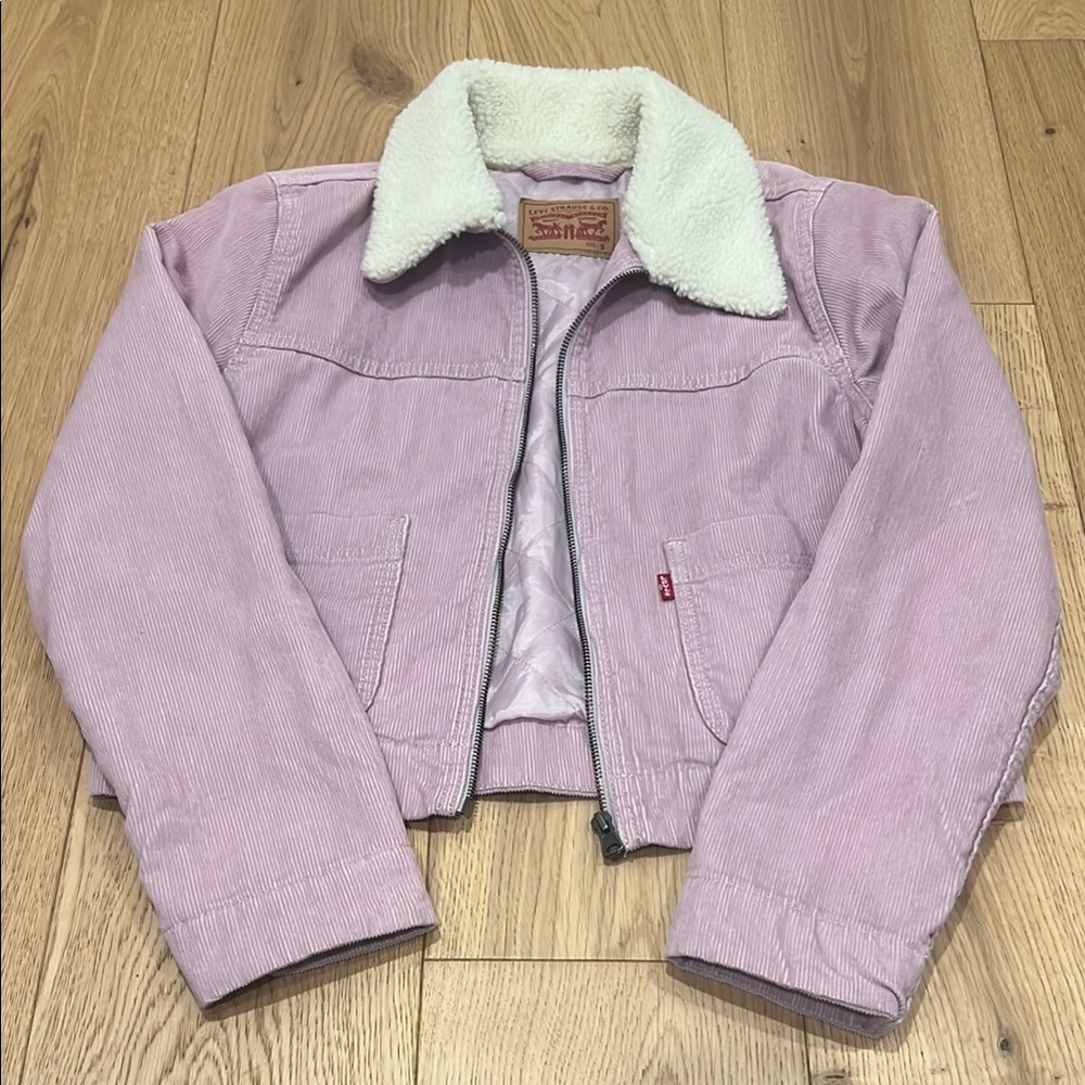PERFECT Condition Pink Corduroy Jacket with Sherpa Collar